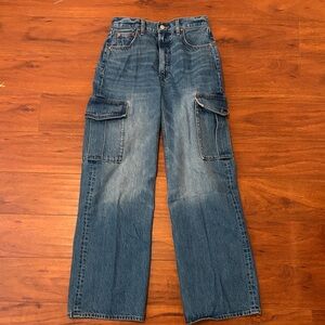 Aritzia Blue Wide-Leg Cargo Jeans